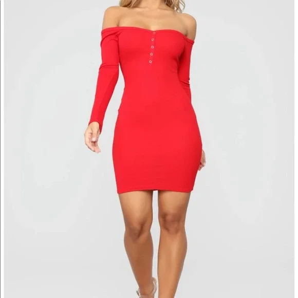 heart and hips bodycon dress Hearts & Hips Long Sleeve Ribbed Fitted Bodycon Dress